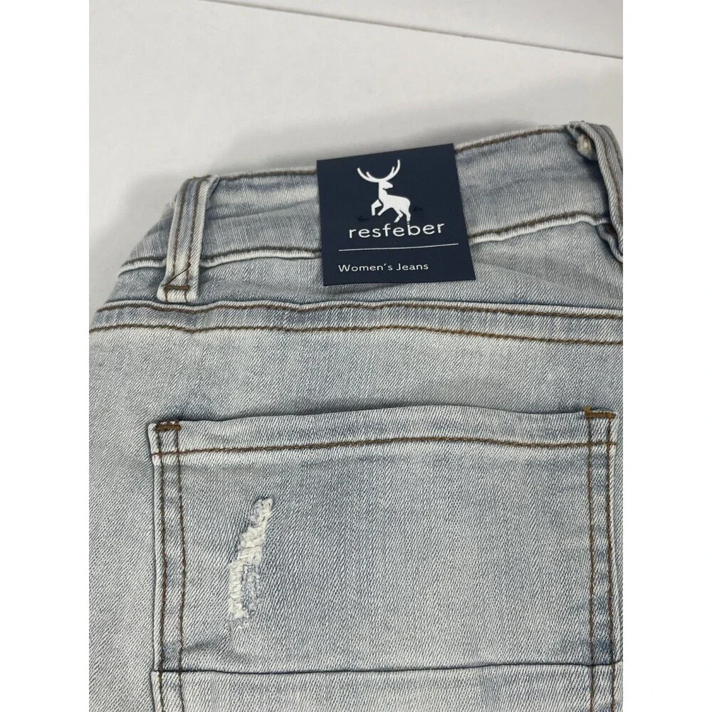 Resfeber LA Collection Women's Boyfriend Jeans Size 4 Distressed Mid Rise NWT